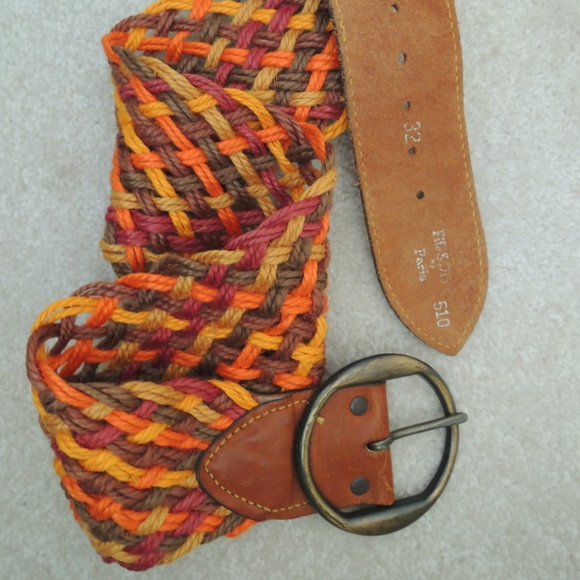 Belt Size 32 Multicolor Braided Rope/Leather Harness Buckle by Fife & Drum Paris main image 6
